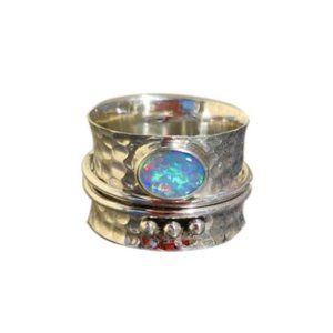 Opal .925  silver SPINNER MEDITATION ring